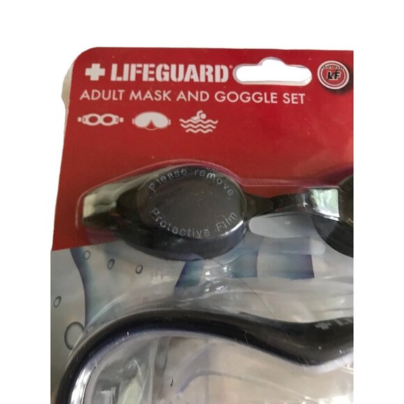 Lifeguard Adult Mask & Goggle Set Silicone Leakproof Durable Swim Gear - Picture 2 of 5